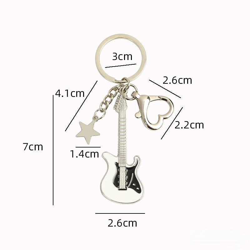Vintage Guitar Pentagram Star Pendant Keychain