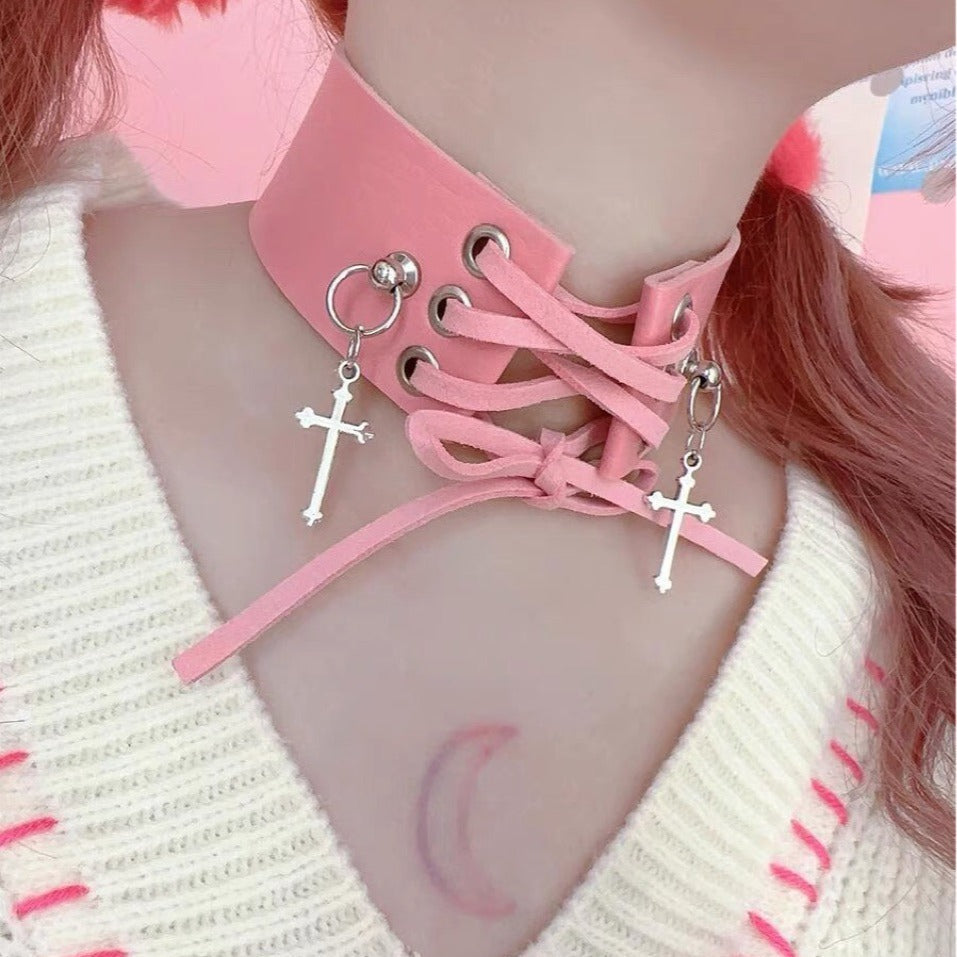 Cross Rope Necklace - Dark Aesthetic Accessory
