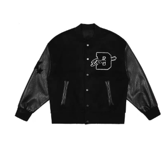 Black Retro Street Jacket with Embroidery