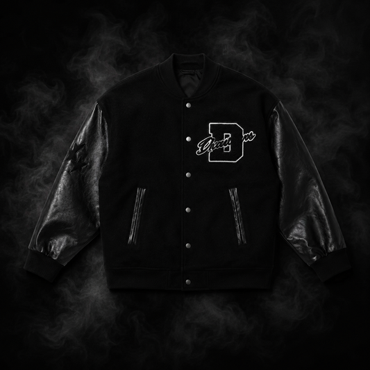 Black Retro Street Jacket with Embroidery