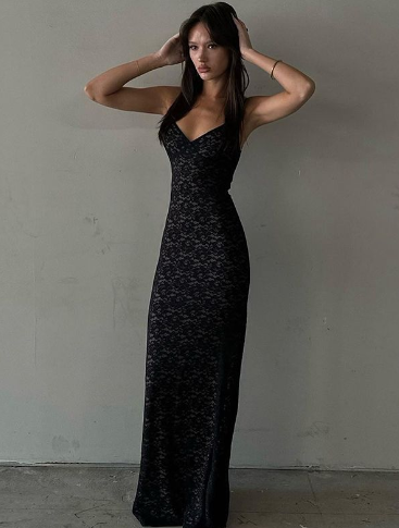 Backless Lace Dress - Sexy Slim Fit Maxi Dress