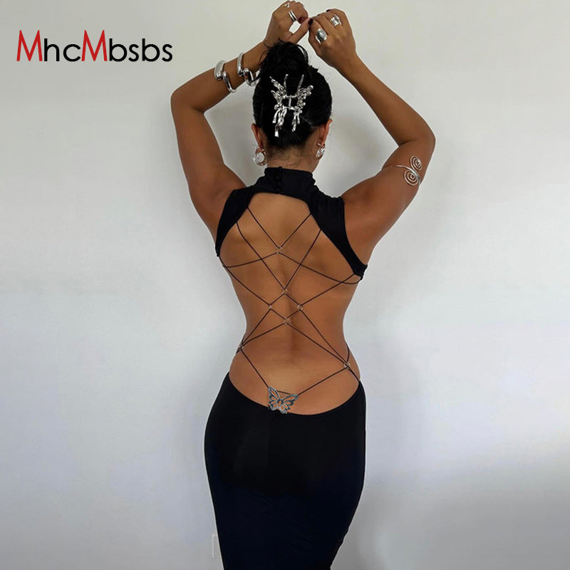 Backless Bandage Bodycon Maxi Dress