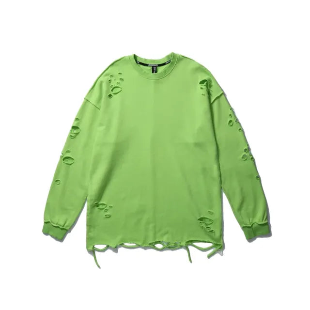 Long Sleeve Ripped Sweaters