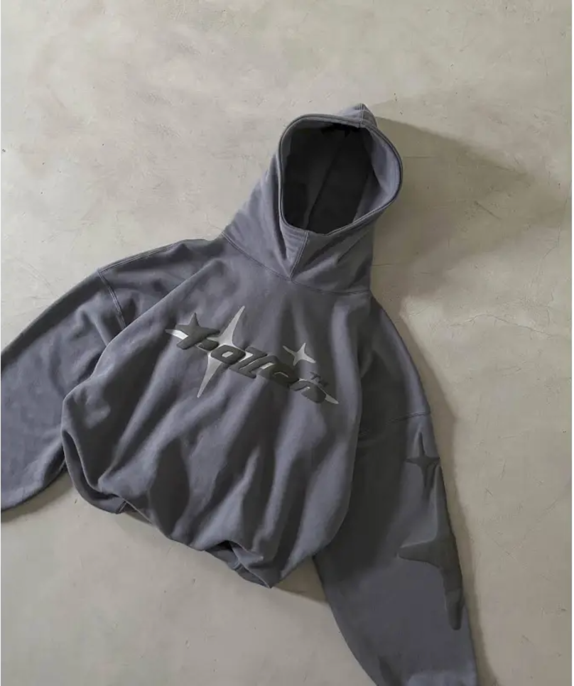 Loose-Fit  Star Letter Printed Turtleneck Hoodie